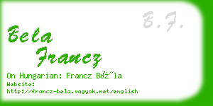 bela francz business card